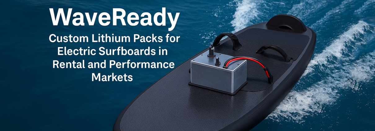 WaveReady: Custom Lithium Packs for Electric Surfboards in Rental and Performance Markets 1 WaveReady: Custom Lithium Packs for Electric Surfboards in Rental and Performance Markets